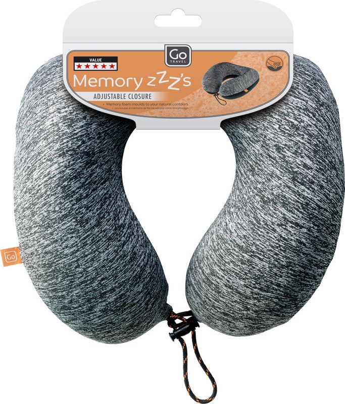 Nakkepute Memory Foam Zzz m. oransje tag - Go Travel