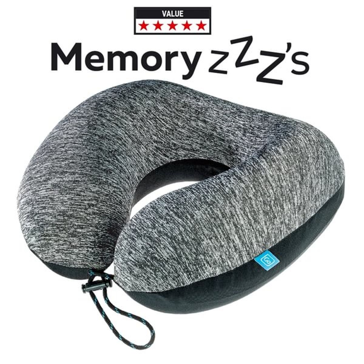 Nakkepute Memory Foam Zzz med blå tag - Go Travel