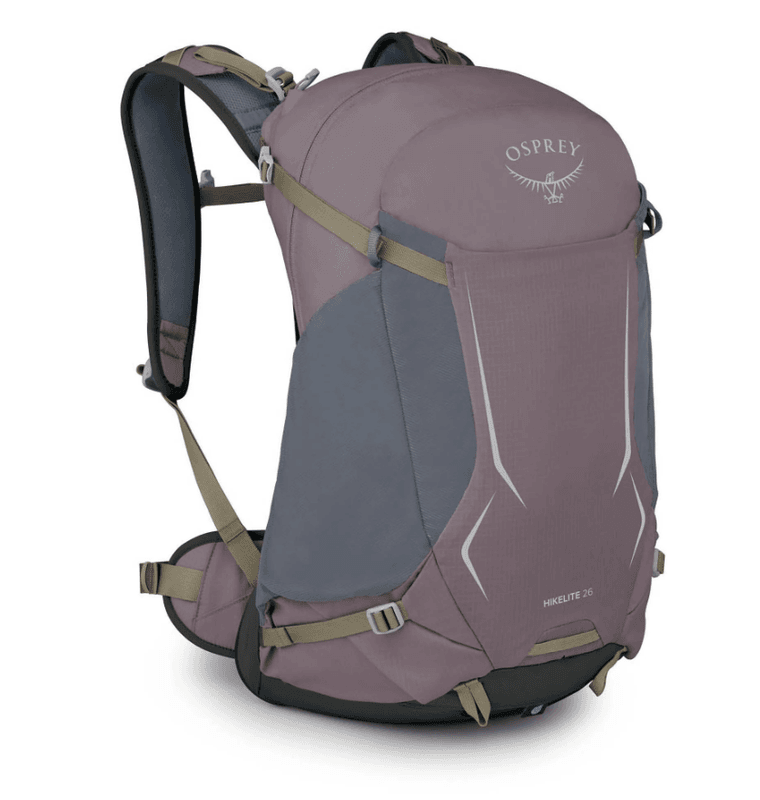 Superlett dagstursekk Hikelite 26 fra Osprey, Graphite Purpel