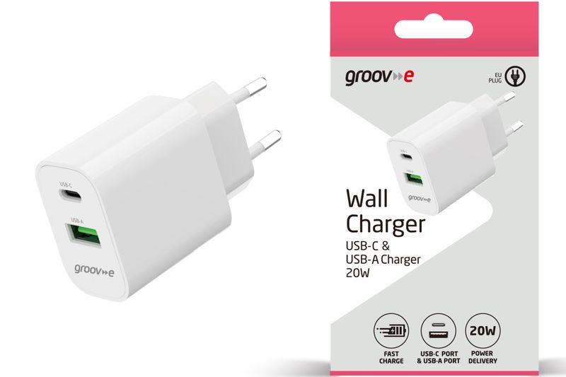 Groove Veggstøpsel C+A 20Watt