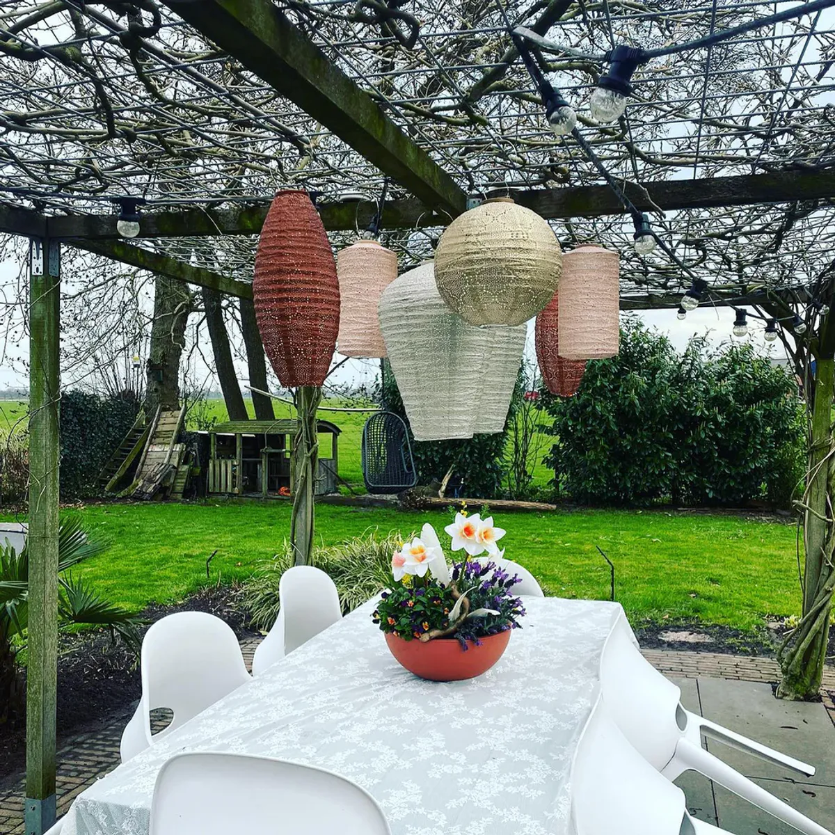 Lumiz Solcelle Led Lykt Cylinder 18 Paisley Soft Blush