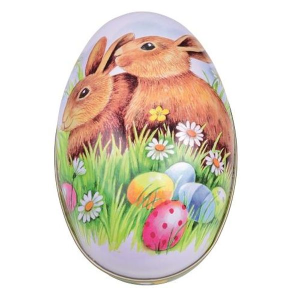 Bilde av Påske metall-egg med to kaniner, 12,5 cm