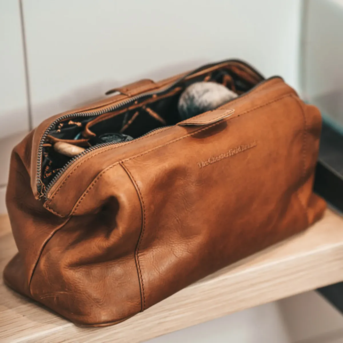 The Chesterfield Brand Vince Toalettmappe i skinn, farge Cognac