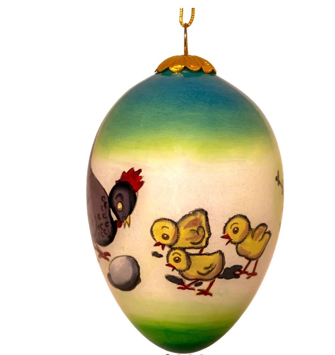 Påskeegg håndmalt - Høne med kyllinger