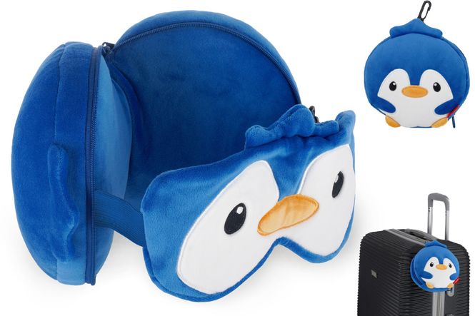 Hovedbilde Bamse,  pute og øyemaske i ett My Travel Buddy Pingvin