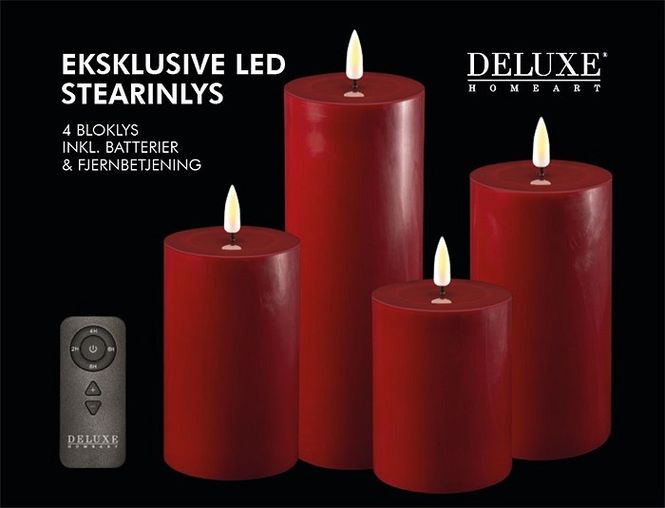 Hovedbilde Kubbelys LED Bordeaux 4 pk m fjernkontroll og batteri Gaveeske