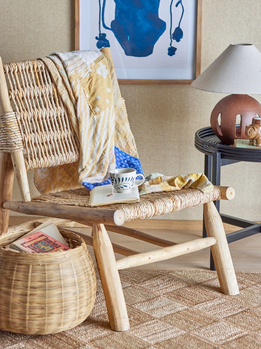 Bloomingville Ruthy lounge-stol – teak & bananblad (natur)