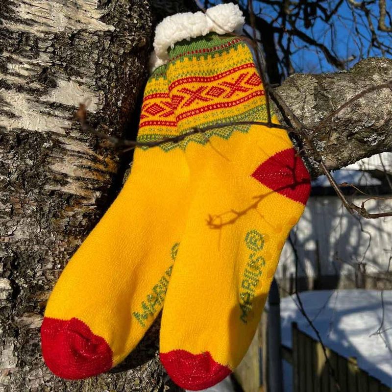 Kosesokk Mariusmønster lang Påskegul