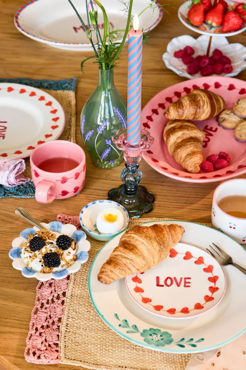 Rice liten skål i keramikk – blå striper (12,5 cm)