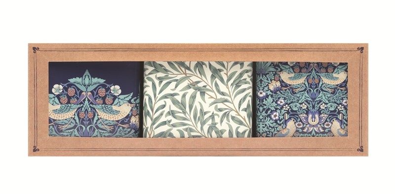 Oppbevaringsbokser Red Strawberry Thief  William Morris sett med 3 stk 