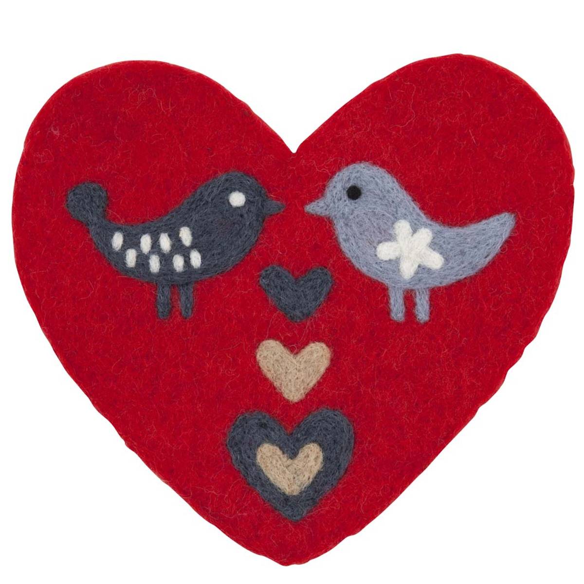 Gryteunderlag Love Birds 100% lammeull fra Klippan