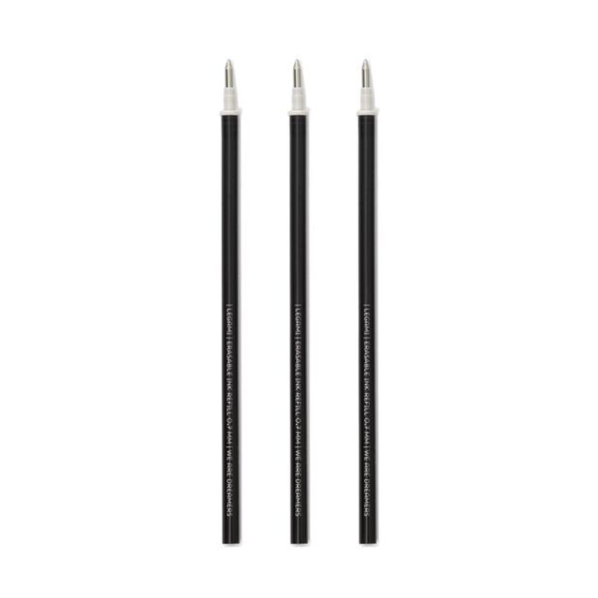 Refill til viskelærpenner – 3-pk svart blekk – Legami
