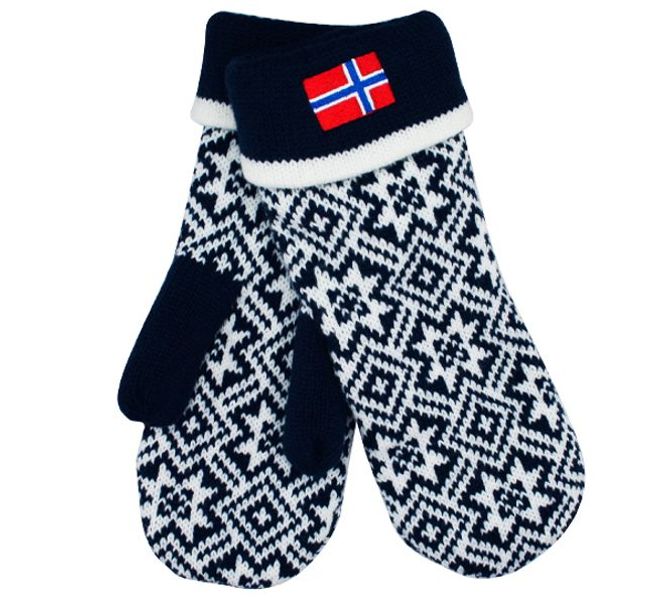 Hovedbilde Strikkevott med stjernemønster blå/hvit