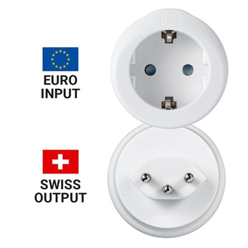 Adapter (Type J) til Sveits fra Go Travel