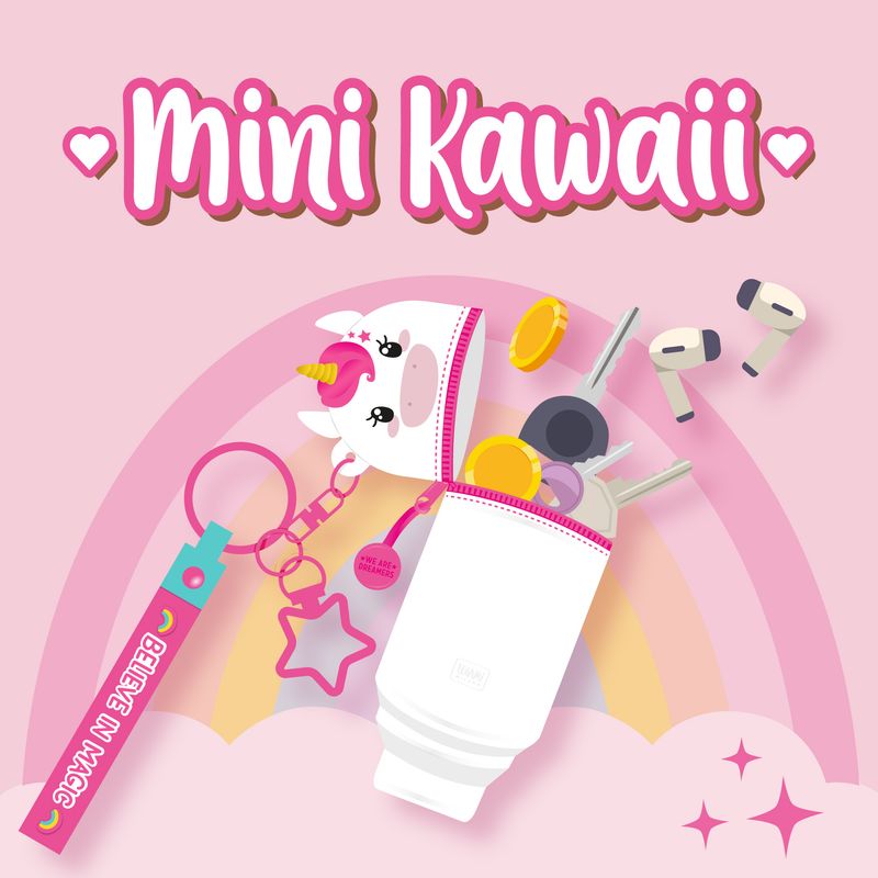 Mini Kawaii Enhjørning  – Søt mini pung med nøkkelring