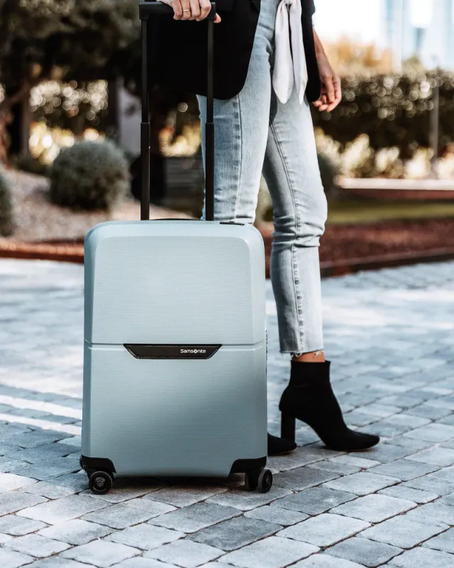 Samsonite Magnum ECO hard Kabinkoffert 55 cm 4 hjul Isblå